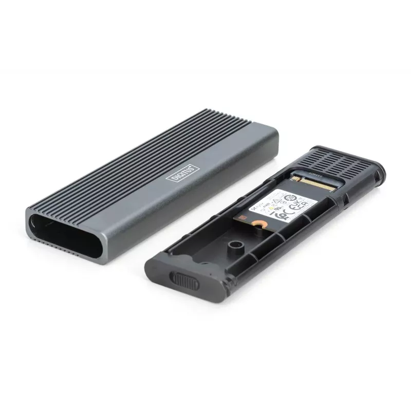 Caixa externa USB para disco DIGITUS - NVMe + SATA 10 Gbit/s (NVMe) 6 Gbit/s (SATA) USB 3.1 Gen2 alumínio sem ferramentas