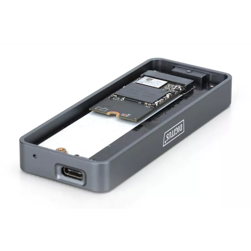 Caixa externa USB para disco DIGITUS – NVMe 20 Gbit/s USB 3.2 Gen 2x2 alumínio sem ferramentas