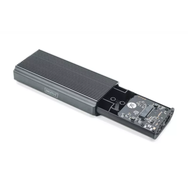 Caixa externa USB para disco M.2 SSD NVMe DIGITUS 40Gbps USB 4.0 alumínio sem ferramentas DA-71158