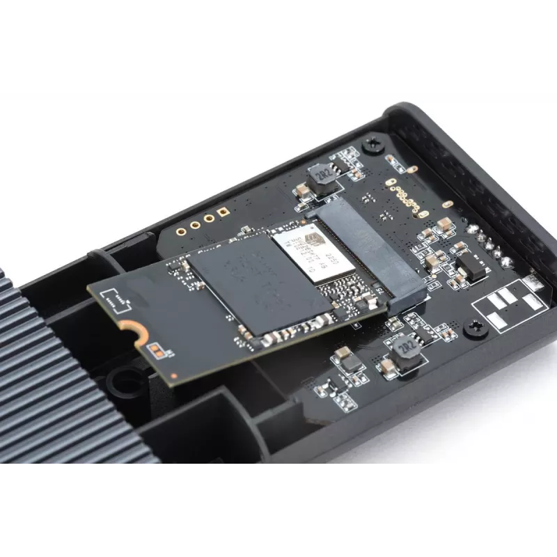 Caixa externa USB para disco M.2 SSD NVMe DIGITUS 40Gbps USB 4.0 alumínio sem ferramentas DA-71158