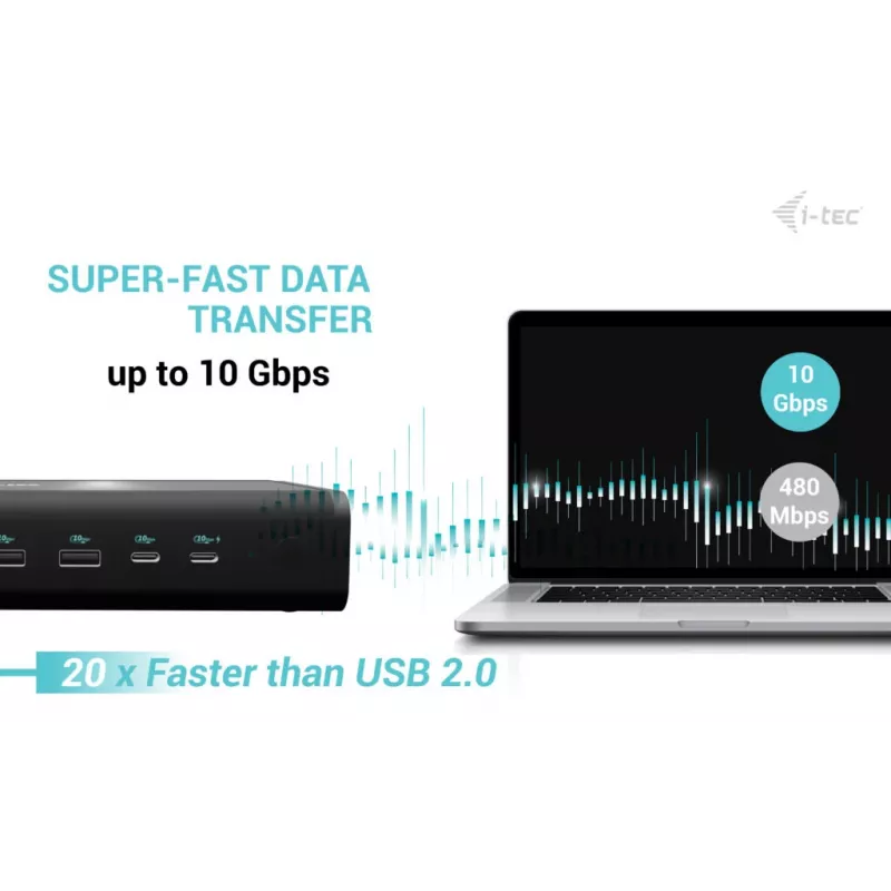 Estação de acoplamento universal i-tec 6x 4K/60Hz Display + Power Delivery 140W
