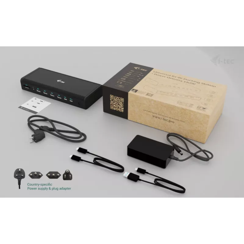 Estação de acoplamento universal i-tec 6x 4K/60Hz Display + Power Delivery 140W