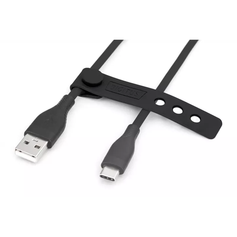 Cabo de carregamento em silicone USB-C DIGITUS USB-A - USB-C USB 2.0 60W - 1m preto