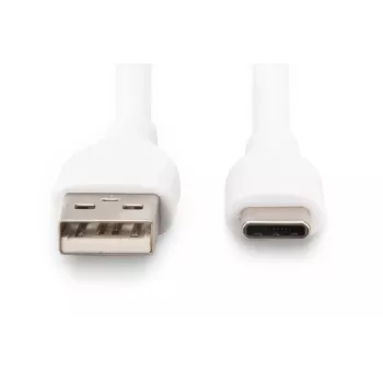Cabo de carregamento em silicone USB-C DIGITUS USB-A - USB-C USB 2.0 60W - 1m branco