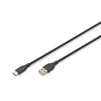 Cabo de carregamento em silicone USB-C DIGITUS USB-A - USB-C USB 2.0 60W - 2m preto