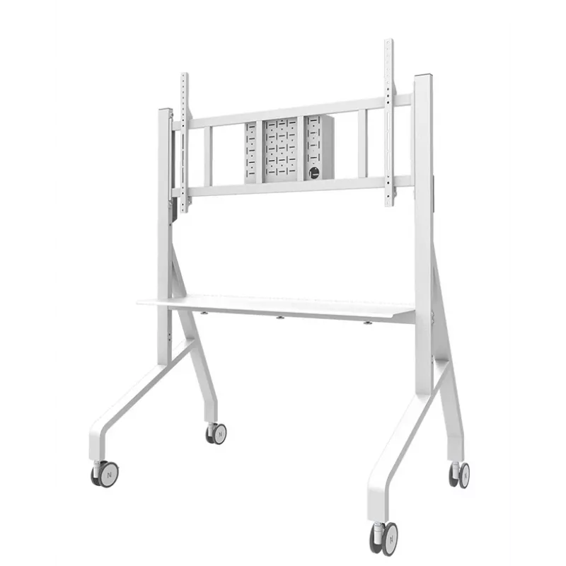 Neomounts MOVE Go XL FL50-575WH1 carrinho para TV, 65-110 polegadas, máx. 125 kg, VESA 100x100-1100x600, altura ajustável 129-139 cm, com bloqueio, instalação rápida, certificado TÜV, branco