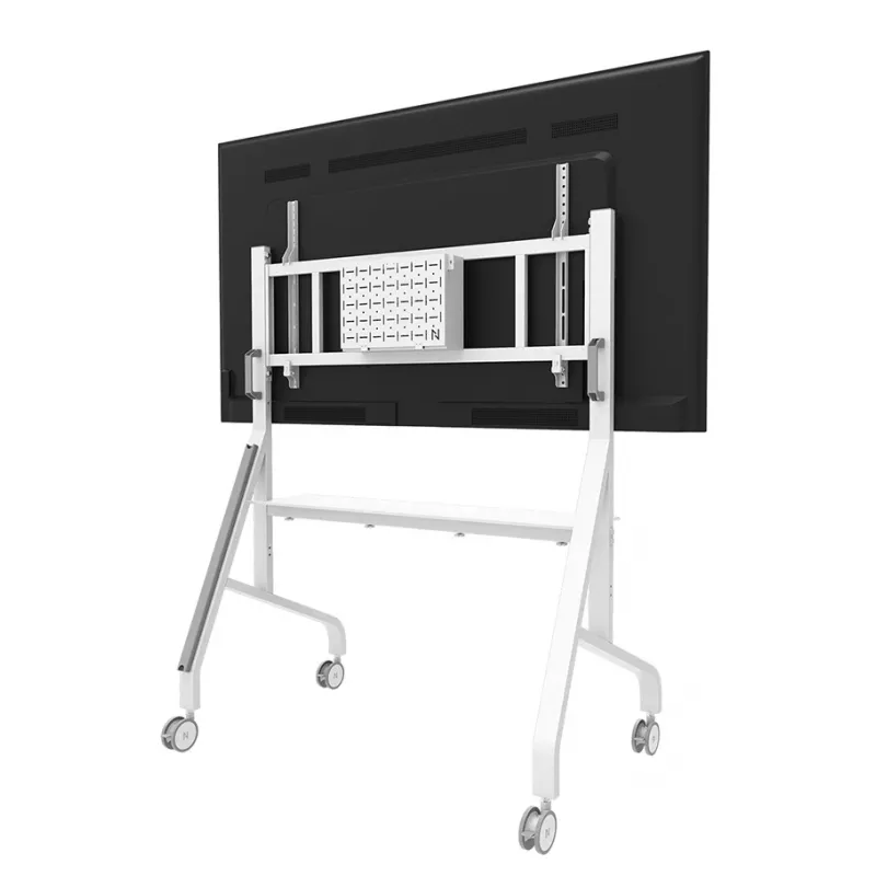 Neomounts MOVE Go XL FL50-575WH1 carrinho para TV, 65-110 polegadas, máx. 125 kg, VESA 100x100-1100x600, altura ajustável 129-139 cm, com bloqueio, instalação rápida, certificado TÜV, branco