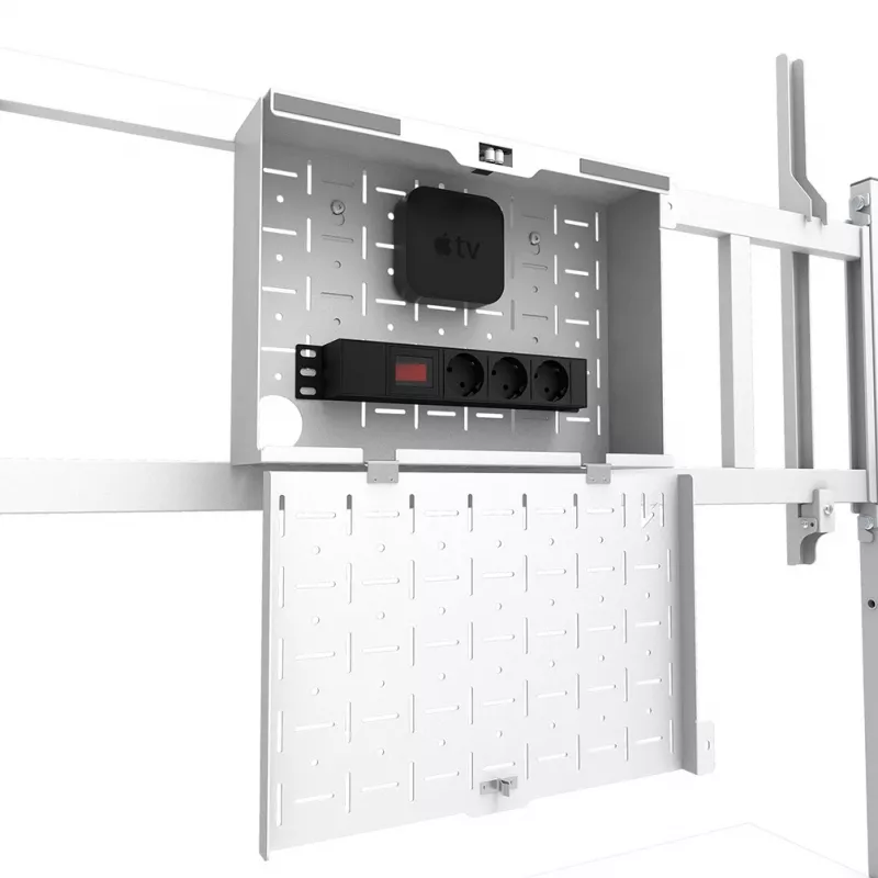 Neomounts MOVE Go XL FL50-575WH1 carrinho para TV, 65-110 polegadas, máx. 125 kg, VESA 100x100-1100x600, altura ajustável 129-139 cm, com bloqueio, instalação rápida, certificado TÜV, branco