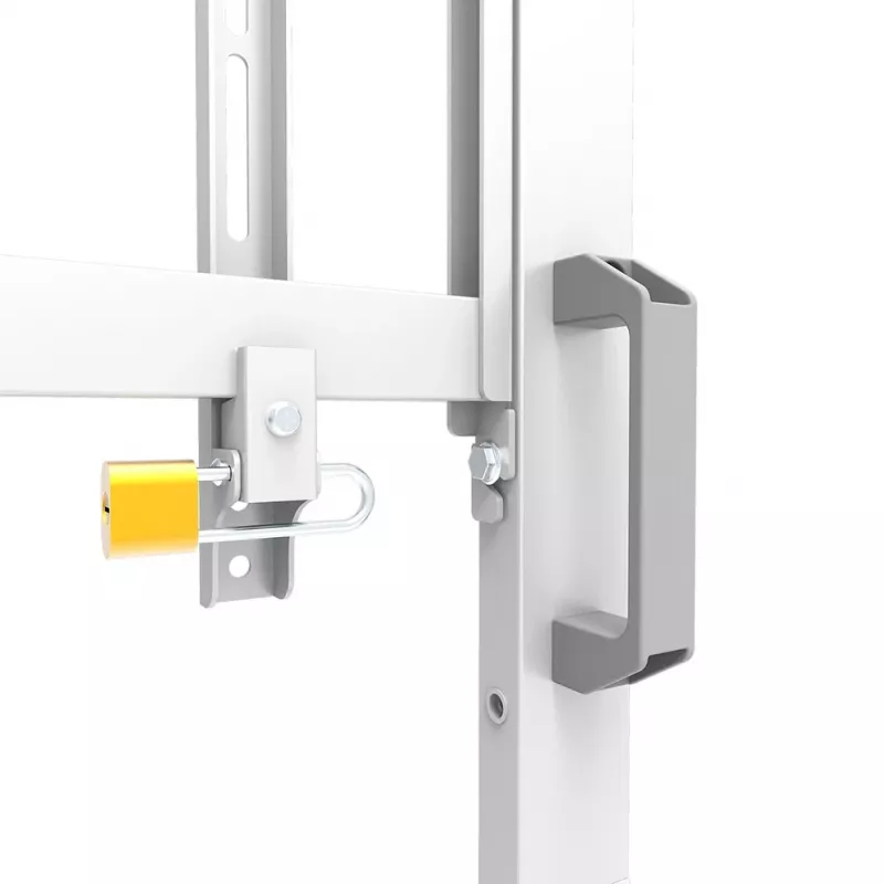 Neomounts MOVE Go XL FL50-575WH1 carrinho para TV, 65-110 polegadas, máx. 125 kg, VESA 100x100-1100x600, altura ajustável 129-139 cm, com bloqueio, instalação rápida, certificado TÜV, branco