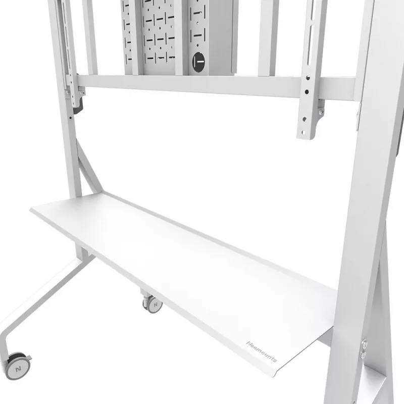 Neomounts MOVE Go XL FL50-575WH1 carrinho para TV, 65-110 polegadas, máx. 125 kg, VESA 100x100-1100x600, altura ajustável 129-139 cm, com bloqueio, instalação rápida, certificado TÜV, branco
