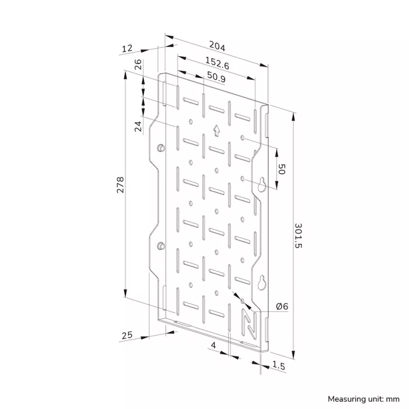Rack de hardware AV Neomounts AWL05-750BL - universal, rack AV, parede, 10 kg, preto, aço, 204 mm