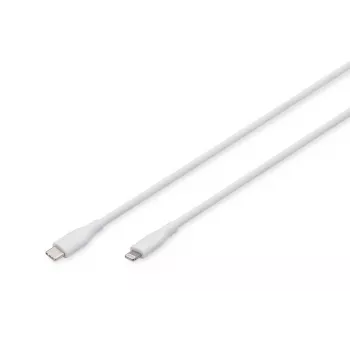 Cabo de ligação em silicone Digitus Lightning USB-C – Lightning 1 m branco 60 W 3 A