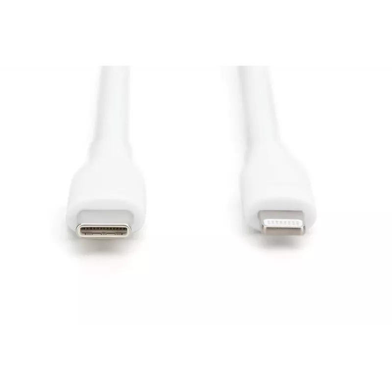 Cabo de ligação em silicone Digitus Lightning USB-C – Lightning 1 m branco 60 W 3 A