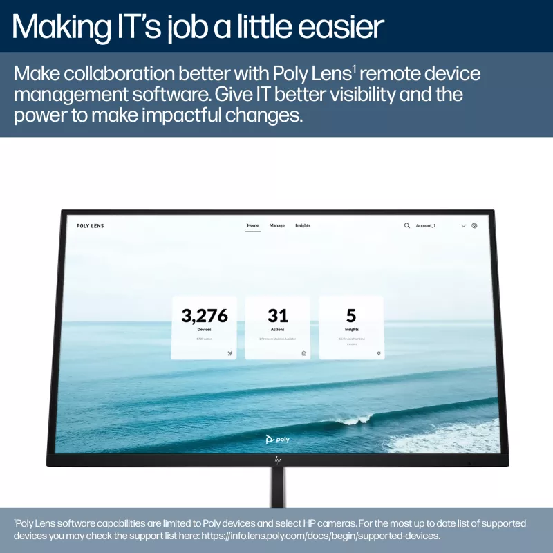 Câmara inteligente HP Poly Studio E60 4K MPTZ com zoom ótico de 12x