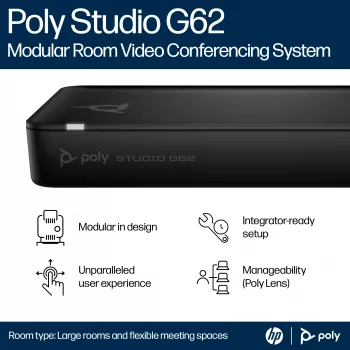 Sistema de videoconferência HP Poly Studio G62 com kit de placas de montagem