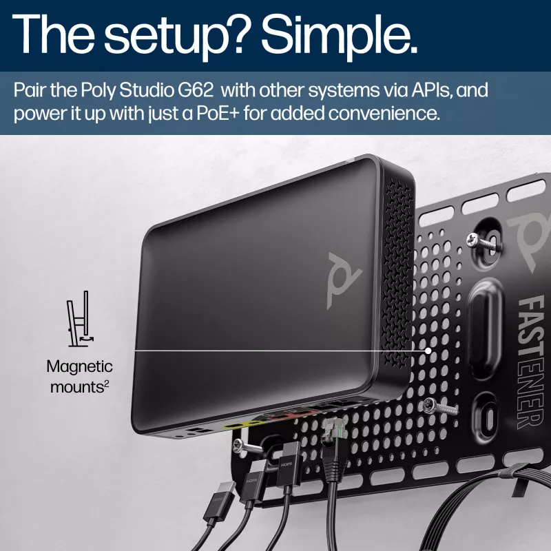 Sistema de videoconferência HP Poly Studio G62 com kit de placas de montagem