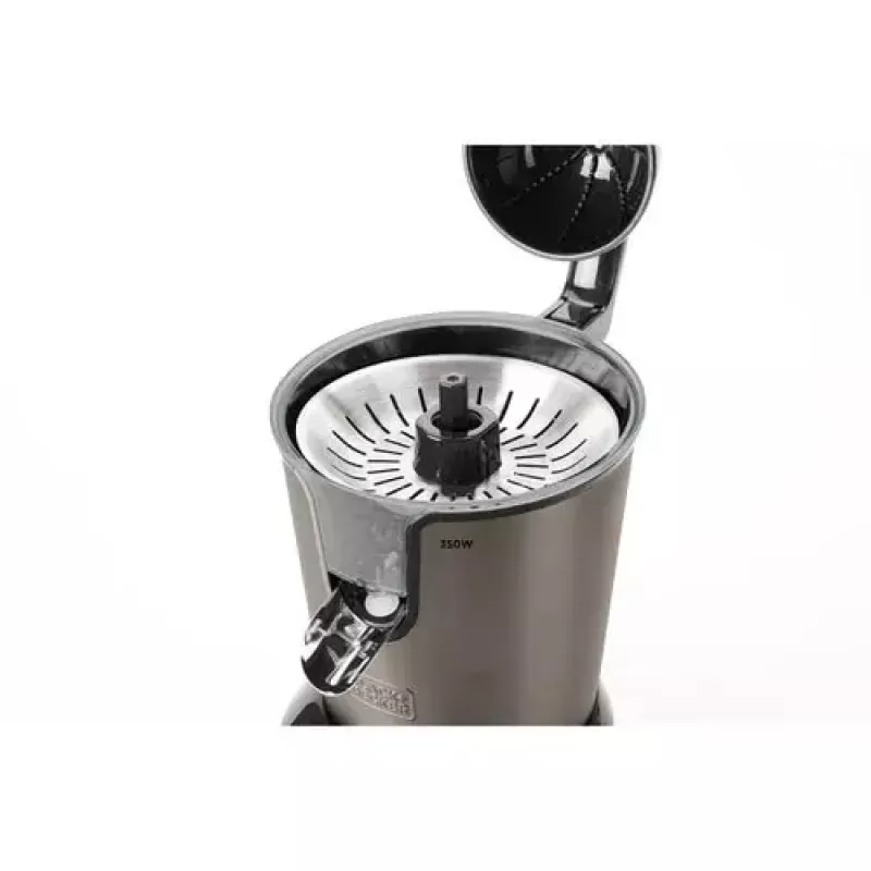 Centrifugadora Black & Decker BXCJ350E — 350 W, depósito de sumo de 0,65 L, aço inoxidável/preto, controlo ajustável de polpa