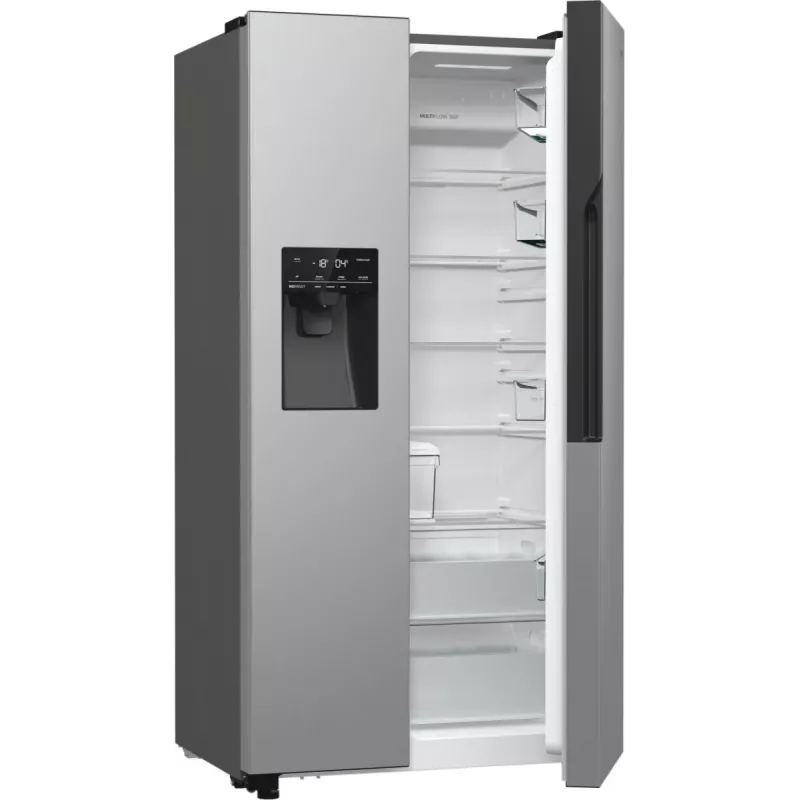 Gorenje Side-by-Side NRR9185ESXL BK065B, combinado americano, cinzento, LED, aço, vidro