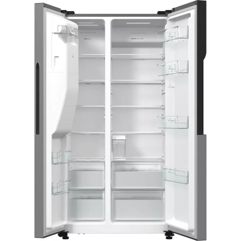 Gorenje Side-by-Side NRR9185ESXL BK065B, combinado americano, cinzento, LED, aço, vidro