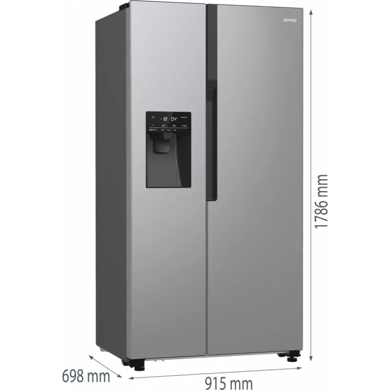 Gorenje Side-by-Side NRR9185ESXL BK065B, combinado americano, cinzento, LED, aço, vidro