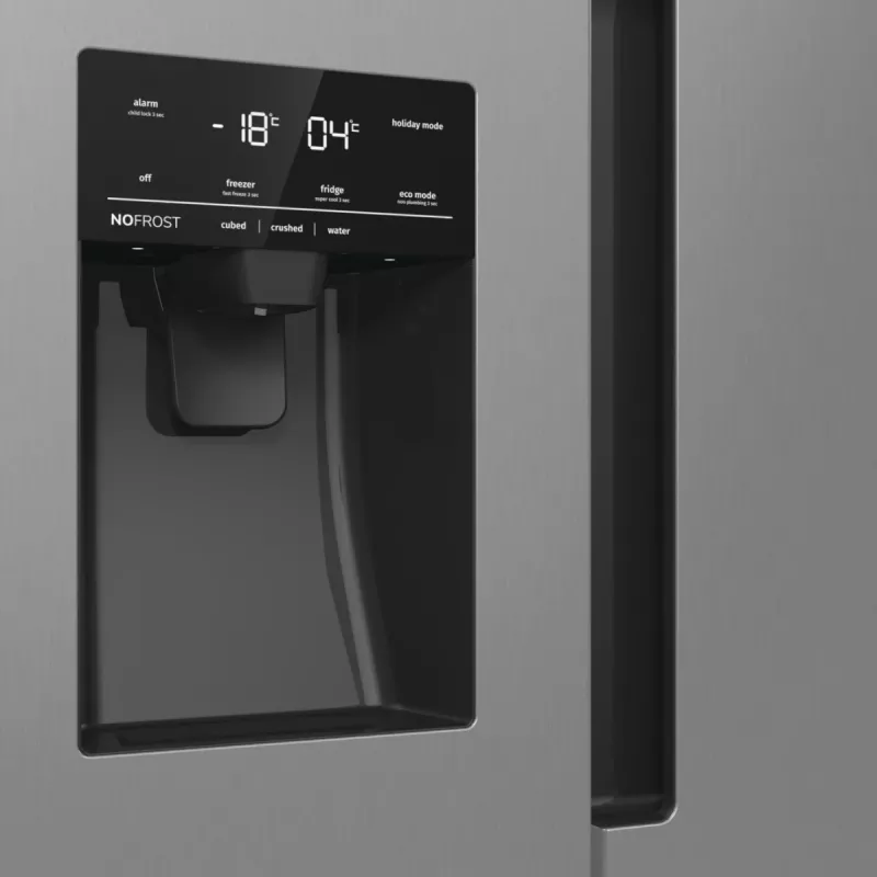 Gorenje Side-by-Side NRR9185ESXL BK065B, combinado americano, cinzento, LED, aço, vidro