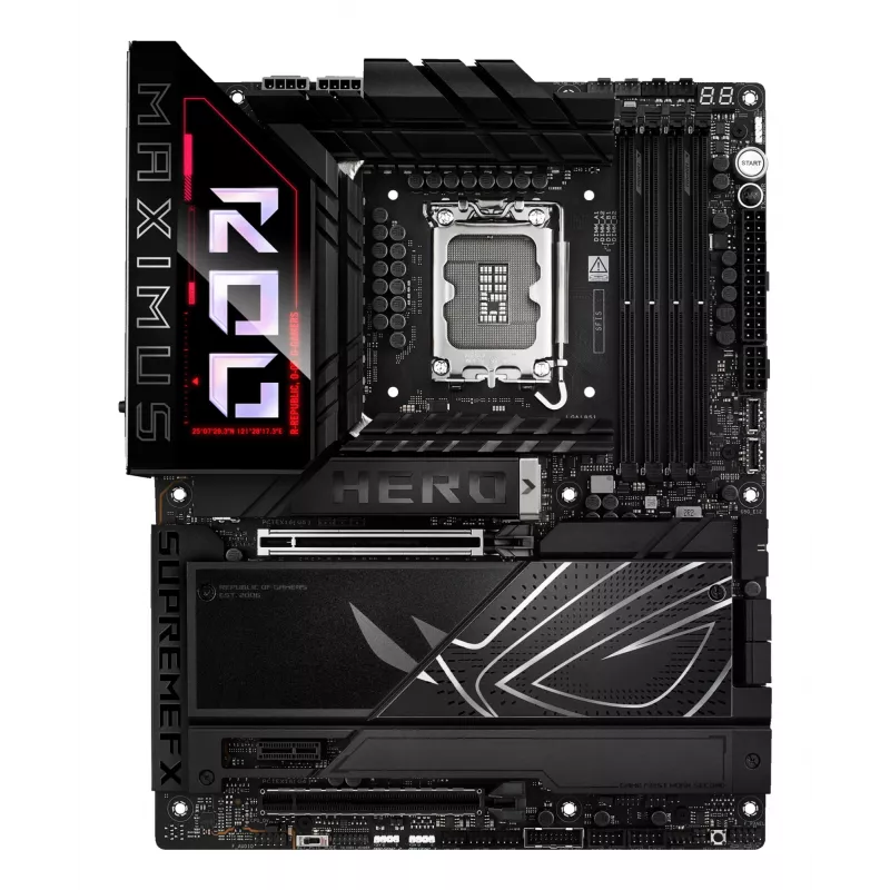 Motherboard ASUS ROG MAXIMUS Z890 HERO — Intel Z890, LGA 1851, ATX, DDR5, 4 DIMM, 6x M.2, Wi‑Fi 7, LAN 2,5Gb