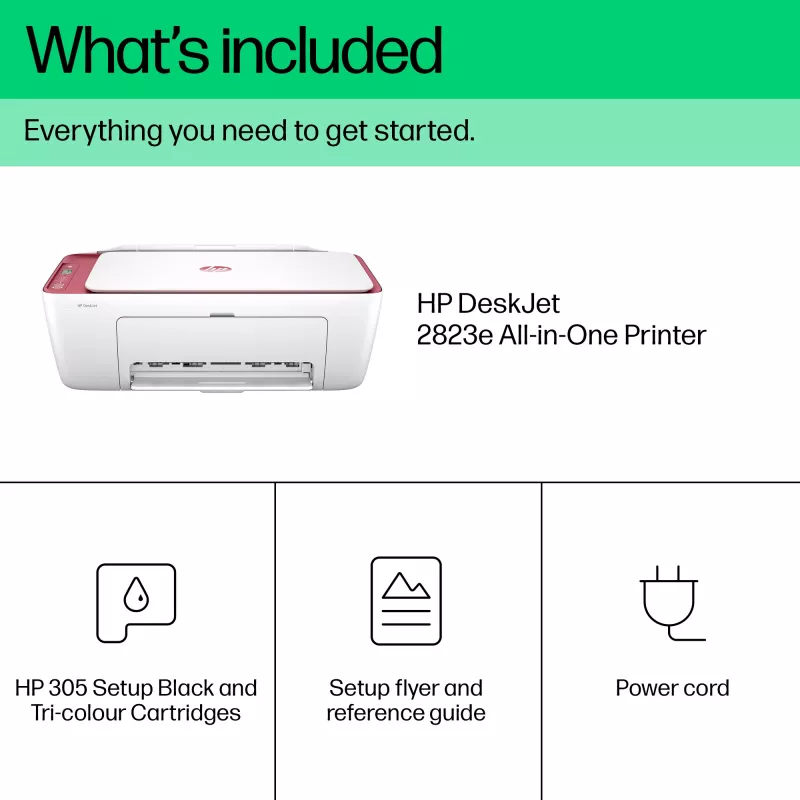 Impressora a cores 3 em 1 sem fios HP DeskJet 2823e, copiadora, digitalizador