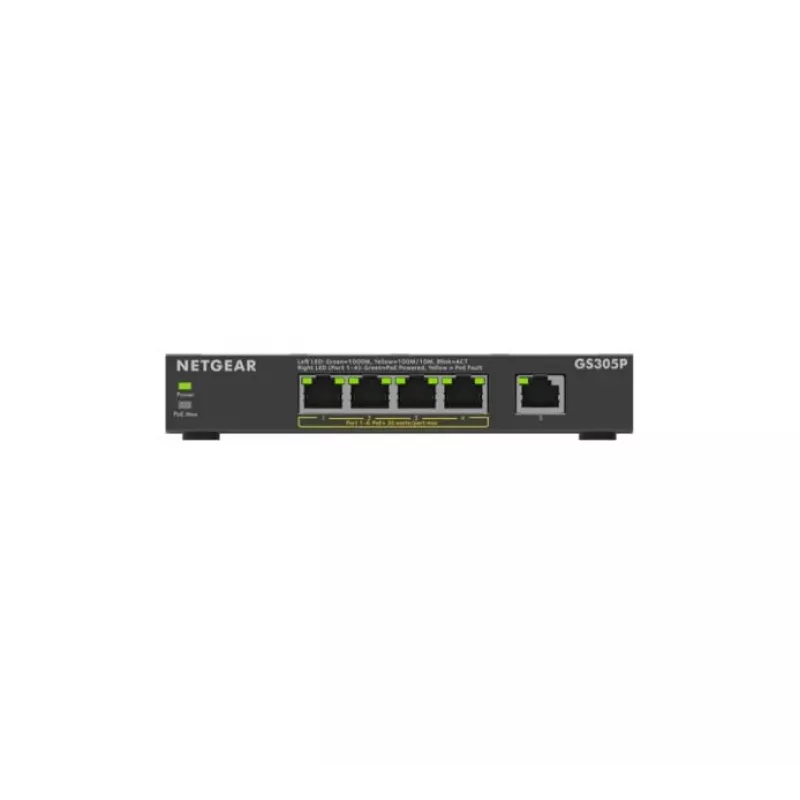NETGEAR GS305Pv3 Gigabit Ethernet não gerido (10/100/1000) Power over Ethernet (PoE) preto