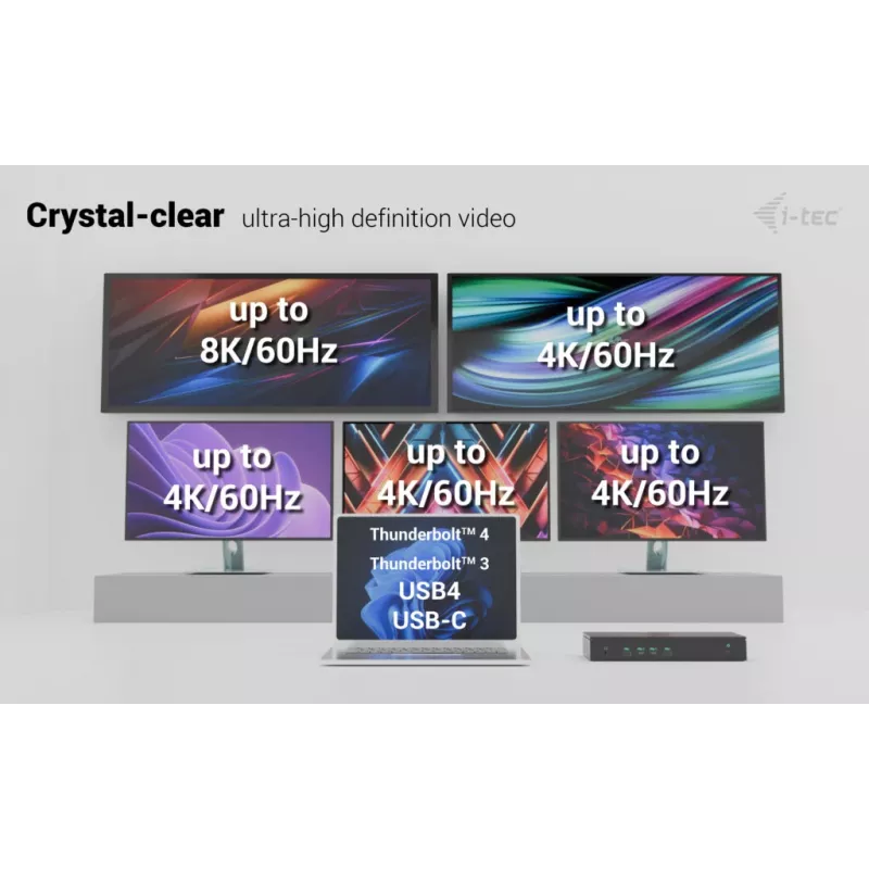 Estação de acoplamento universal i-tec 5x 4K/60Hz Display + Power Delivery 100W