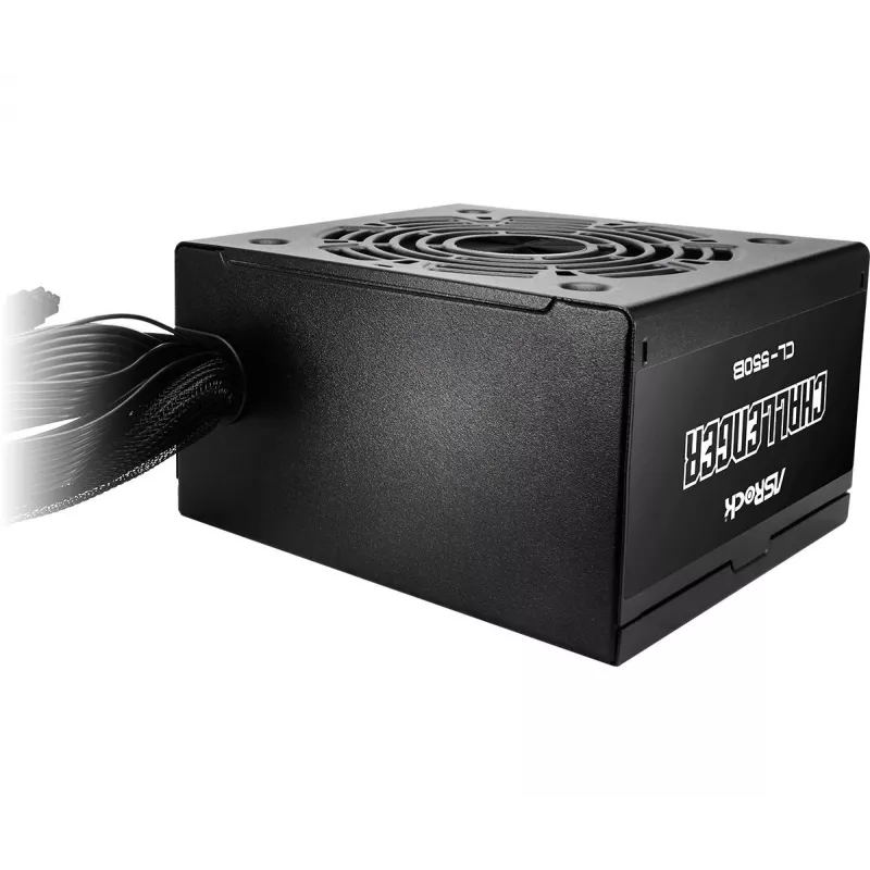 Fonte de alimentação ASRock CL-550B Challenger 550W ATX, 20+4-Pin, 80 PLUS Bronze, ventoinha de 120 mm, Preto