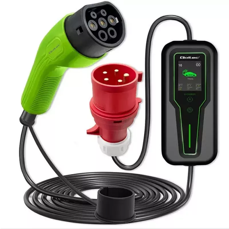 Carregador portátil para veículos elétricos QOLTEC 52467 Tipo 2, 11 kW, de 3 fases