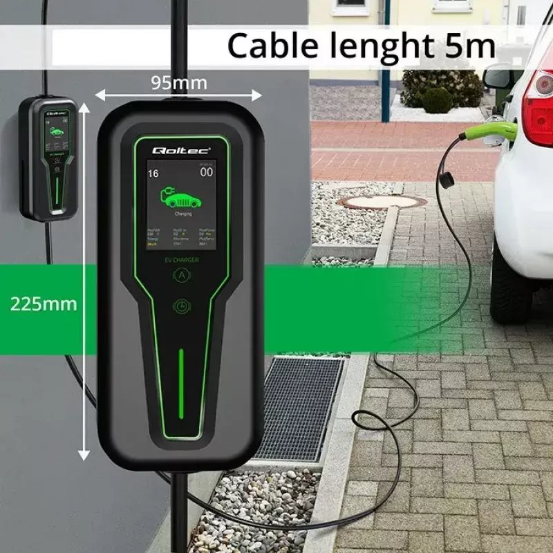 Carregador portátil para veículos elétricos QOLTEC 52467 Tipo 2, 11 kW, de 3 fases