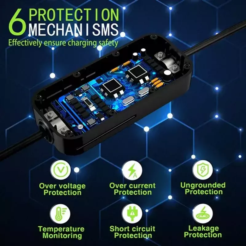Carregador portátil para veículos elétricos QOLTEC 52467 Tipo 2, 11 kW, de 3 fases