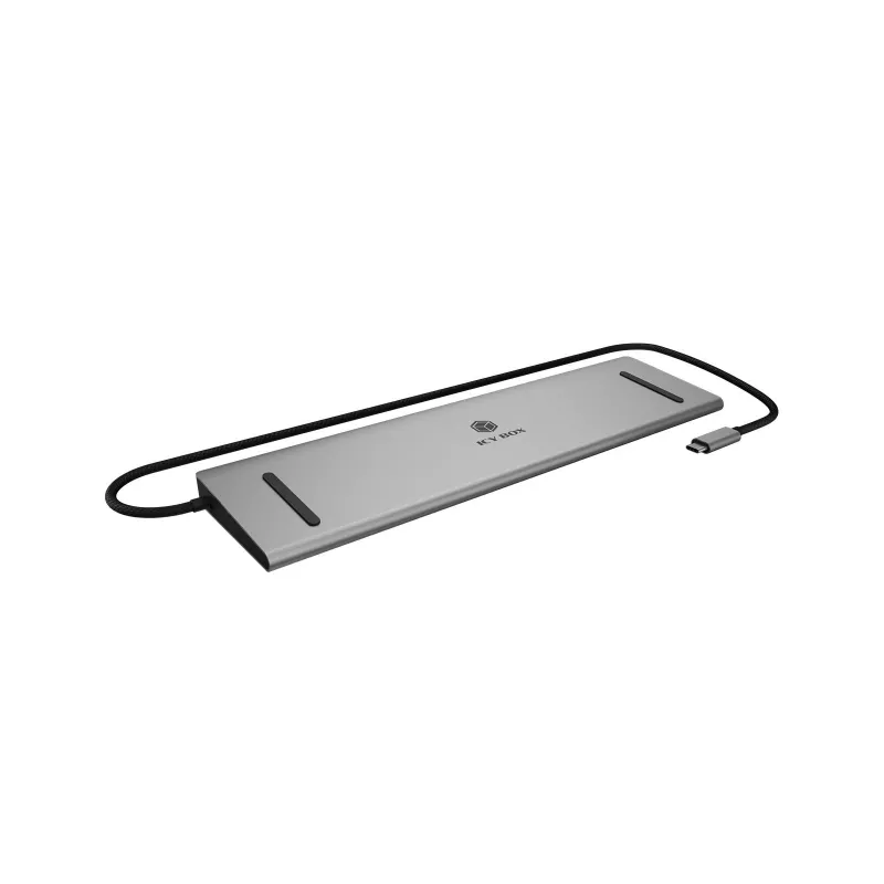 ICY BOX 11-em-1 via USB Type-C, com fios, USB 3.2 Gen 1 (3.1 Gen 1) Type-C, 100 W, 3,5 mm, 10,100,1000 Mbit/s, Antracite, Preto