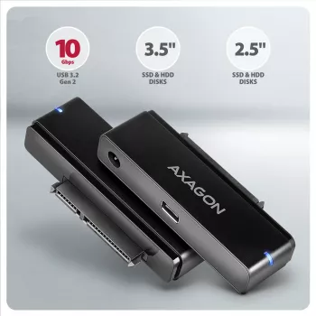 Axagon ADSA-FPX USB-C 10Gbps FAST PORT X adaptador para SSD/HDD de 2,5 polegadas/3,5 polegadas