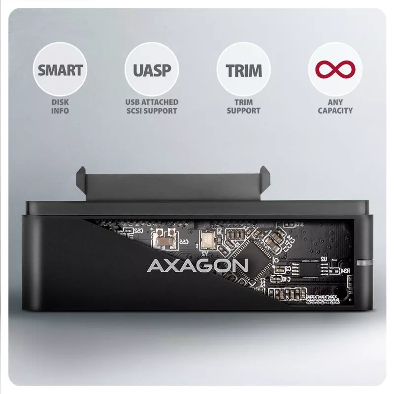 Axagon ADSA-FPX USB-C 10Gbps FAST PORT X adaptador para SSD/HDD de 2,5 polegadas/3,5 polegadas