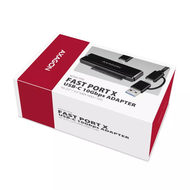 Axagon ADSA-FPX USB-C 10Gbps FAST PORT X adaptador para SSD/HDD de 2,5 polegadas/3,5 polegadas