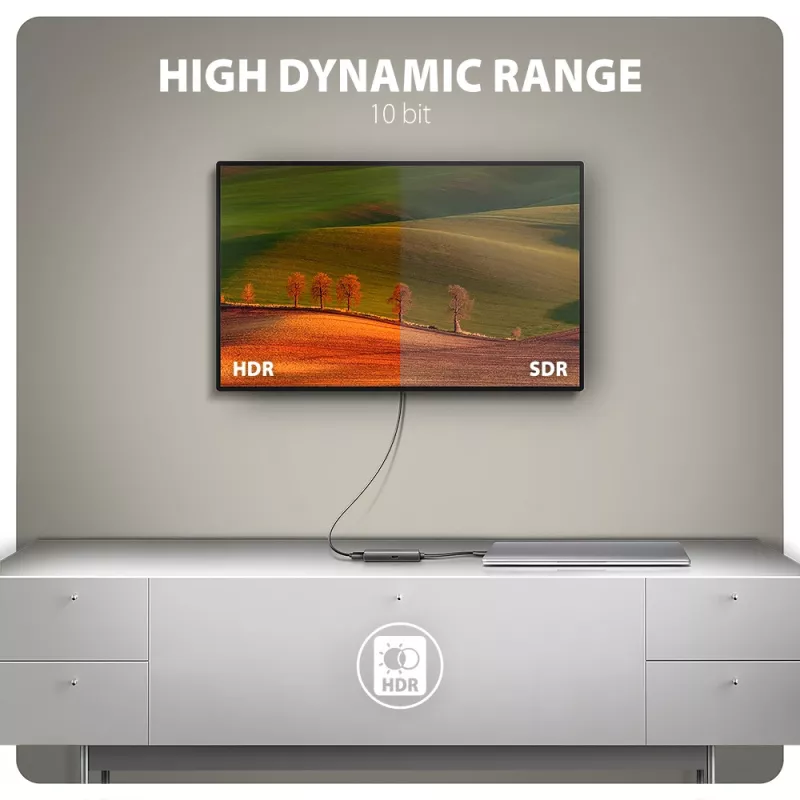 Axagon RVC-HI8KPD, adaptador USB-C -> HDMI 2.1, 8K/60Hz, 4K/144Hz, HDR10+, PD100W