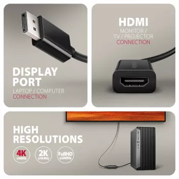 Adaptador Axagon RVD-HI20N DisplayPort -> HDMI 2.0b, 4K/60Hz