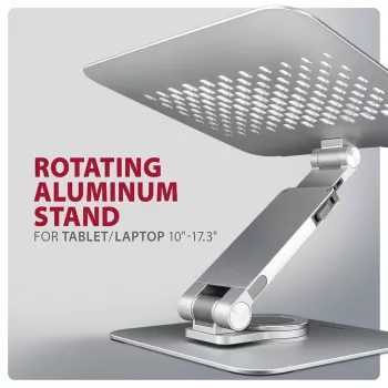 Suporte de alumínio Axagon STND-LR com rotação de 360° para portáteis de 10 inch–17,3 inch. Altura e inclinação ajustáveis.