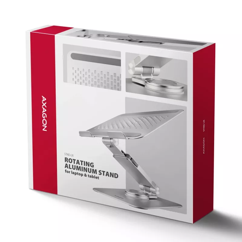 Suporte de alumínio Axagon STND-LR com rotação de 360° para portáteis de 10