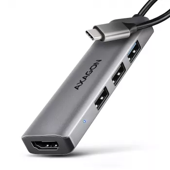 Hub Axagon HMC-H3A USB 5Gbps, 3x USB-A, HDMI 4k/30Hz, cabo USB-C 15cm