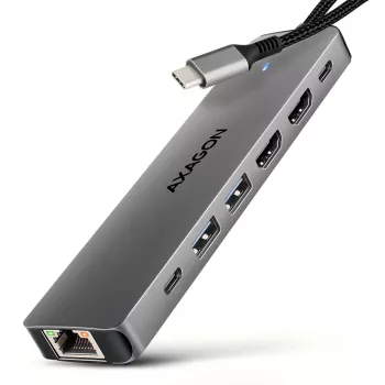 Hub Axagon HMC-7HX2 USB 5Gbps, 2x USB-A, USB-C, 2x HDMI 4K/60Hz, RJ-45, PD 100W