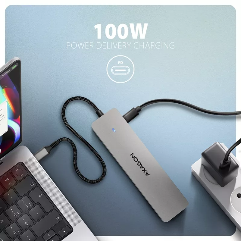 Hub Axagon HMC-7HX2 USB 5Gbps, 2x USB-A, USB-C, 2x HDMI 4K/60Hz, RJ-45, PD 100W