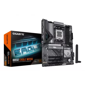 Placa-mãe GIGABYTE B850 EAGLE WIFI6E - CPUs AMD Ryzen 9000 Series, VRM digital 8+2+2 fases, até 8200MHz DDR5 (OC), 1xPCIe 5.0 + 2xPCIe 4.0 M.2, GbE LAN, WIFI 6E, USB 3.2 Gen 2