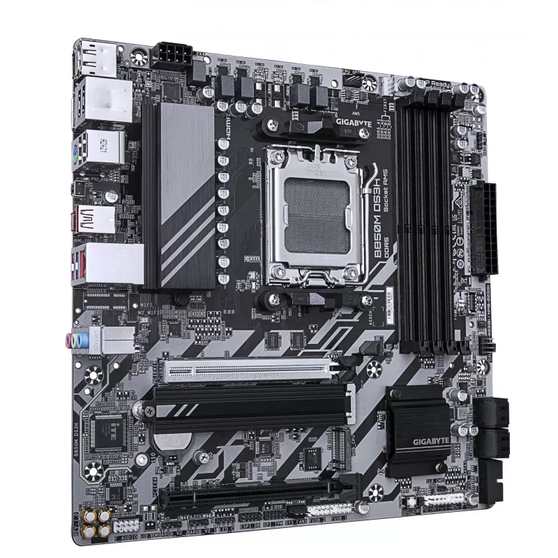 Placa-mãe GIGABYTE B850M DS3H - CPUs AMD Ryzen 9000 Series, VRM digital 16+2+2 fases, até 8200MHz DDR5 (OC), 1xPCIe 5.0 + 1xPCIe 4.0 M.2, 2.5 LAN, USB 3.2 Gen 2