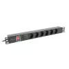 PDU Lanberg PDU-06F-0200-BK 6 saídas AC 1U preta