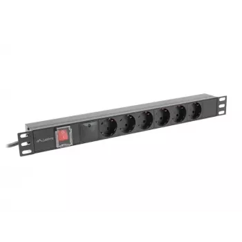 PDU Lanberg PDU-06F-0200-BK 6 saídas AC 1U preta