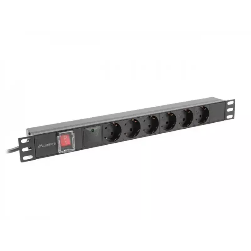 PDU Lanberg PDU-06F-0200-BK 6 saídas AC 1U preta