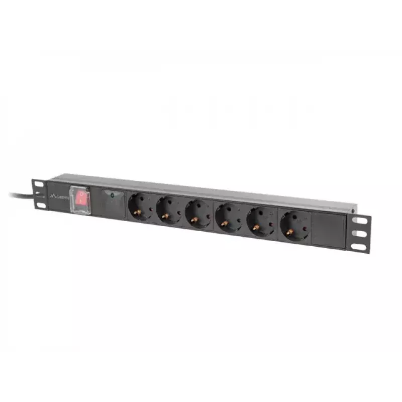 PDU Lanberg PDU-06F-0200-BK 6 saídas AC 1U preta